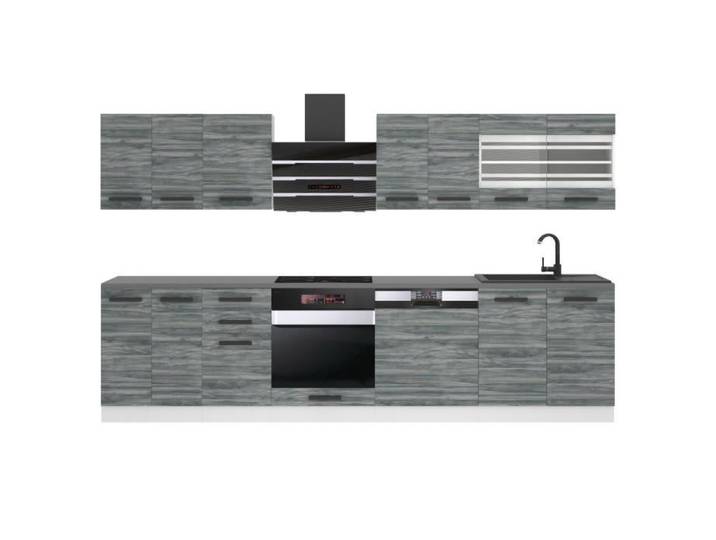 Cuisine Équipée Complète - BELINI - Lucy - 300 cm - Chêne Glamour - Montage DIY