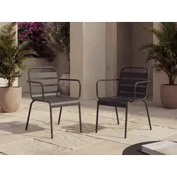 Gartensessel stapelbar 2er-Set - Metall - Anthrazitgrau - MIRMANDE von MYLIA