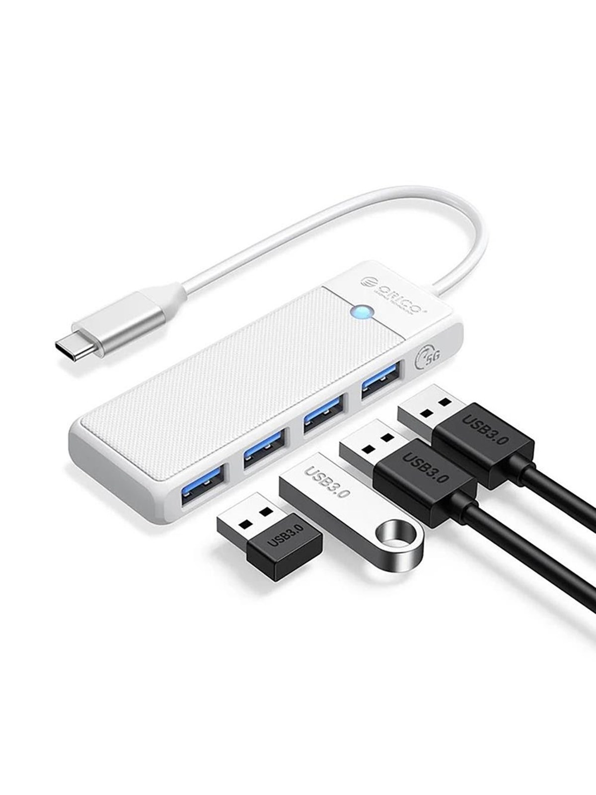 ORICO PAPW4A-C3 USB Hub 4-port 4x USB-A 3.0 0.5 m - white USB-Hubs - USB 3.0 - 4 - Weiß