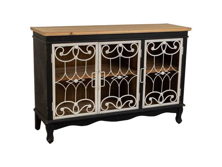 Buffet en bois et métal noir 120x36x80.5h
