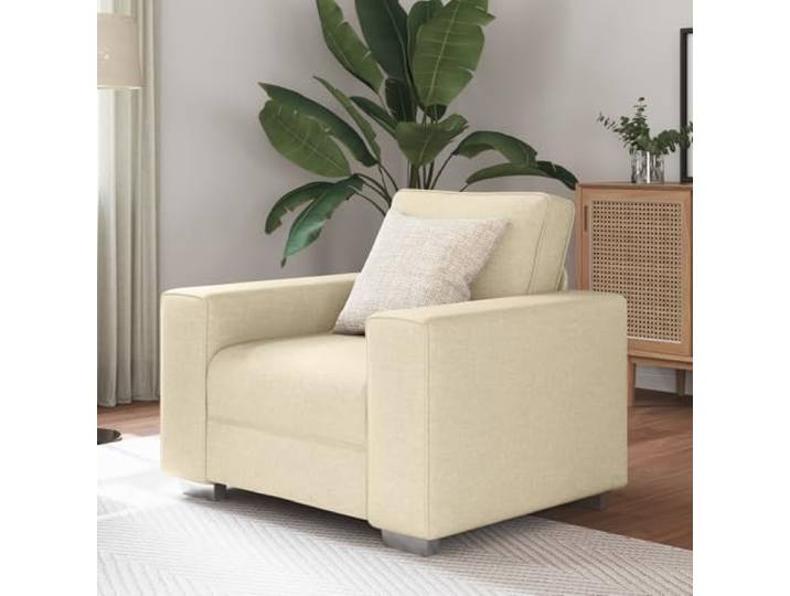 HEFZGDB Stoff Sessel Creme 59 cm Elegante Polsterung mit Verstellbaren Armlehnen und Abnehmbaren Bezügen für Wohnzimmer und Warteraum, Robuster Holzrahmen und Fleckenbeständiges