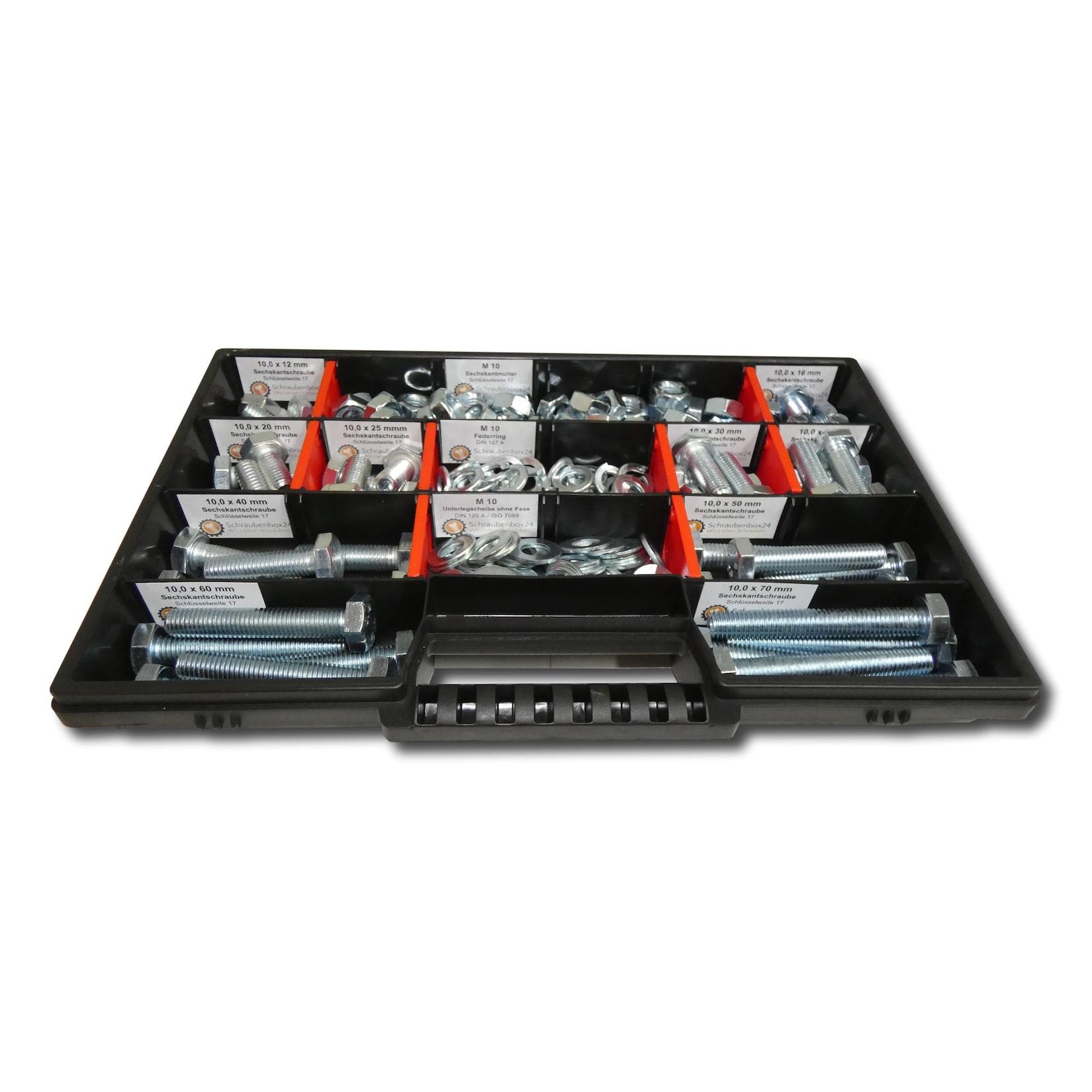 400 tlg Sechskantschrauben Sortiment mit Muttern Unterlegscheiben Federringen M8 // 12mm-70mm Schrauben Set
