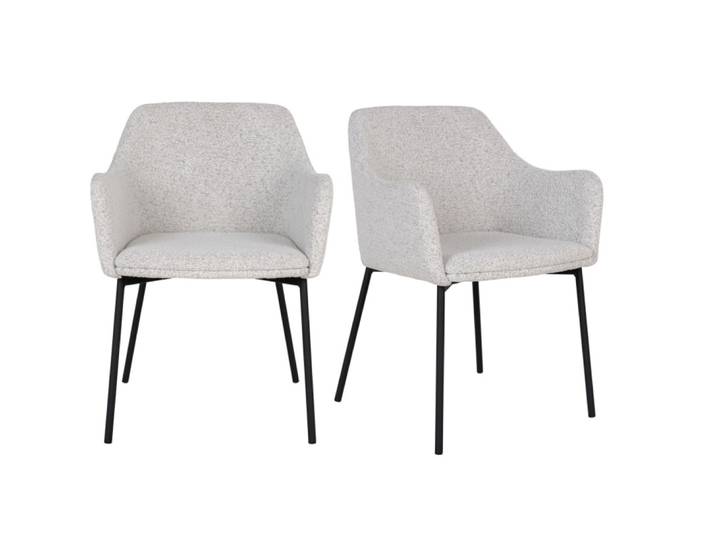 Fauteuil de table en tissu bouclé écru (x2)