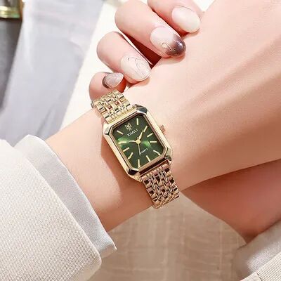 Quick Pick Pro LuxeSquare Women Quartz Watch With Stainless Steel Strap Elegant Fashion Timepiece green
