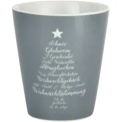 Krasilnikoff Happy Mug Becher Christmas Words, grau
