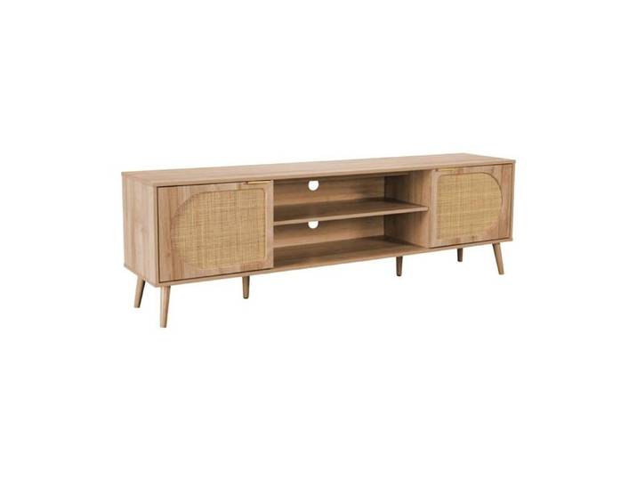 sweeek - Meuble TV décor bois et cannage arrondi 2 portes 180cm EVA