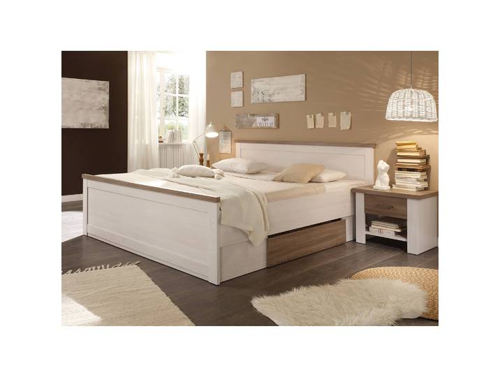 Schlafzimmerset Keady 4-teilig 180 x 200cm Weiß/Pinie Weiß/Pinie Honig