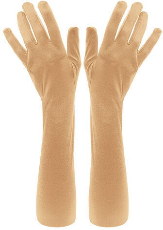 Satin-Handschuhe, gold, 55 cm