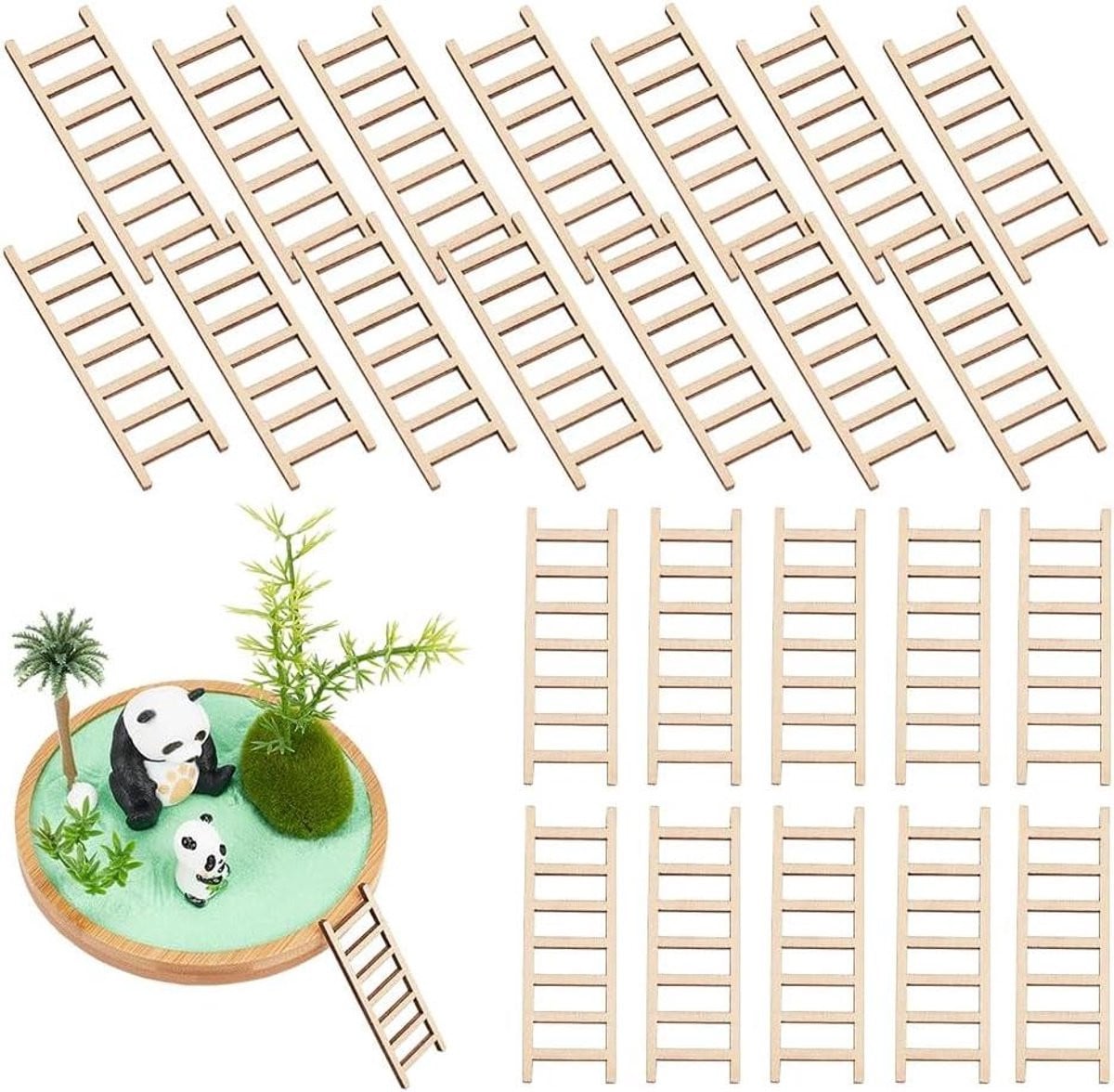 Set van 120 stuks onafgewerkte houten miniatuur ladders voor knutselen en decoratie