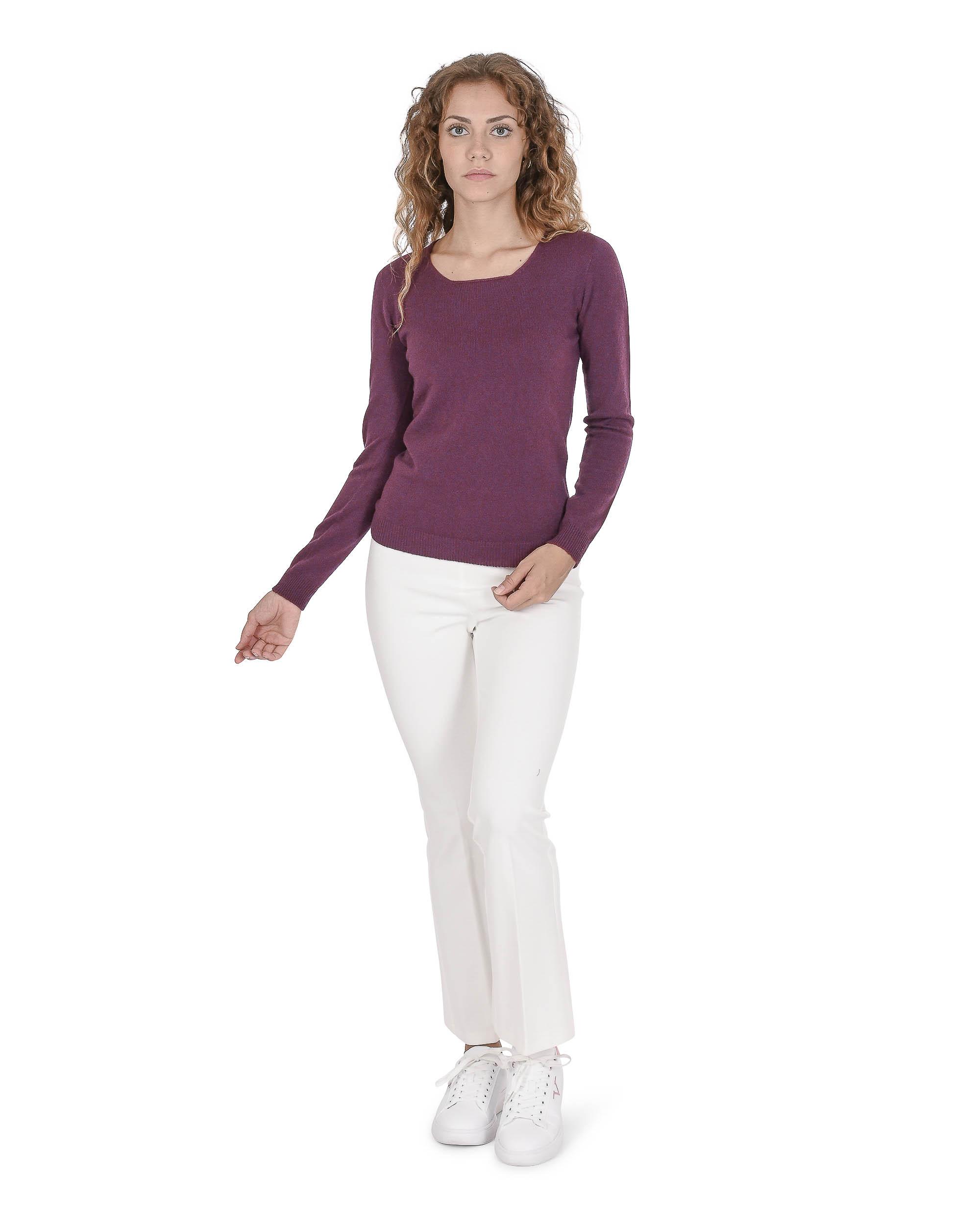 Crown Of Edinburgh Cashmere Damessweater Met Vierkante Hals Coe 0024 Bourgondiã‹