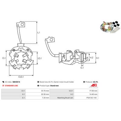 AS-PL Halter, Kohlebürsten sbh3014 770mm