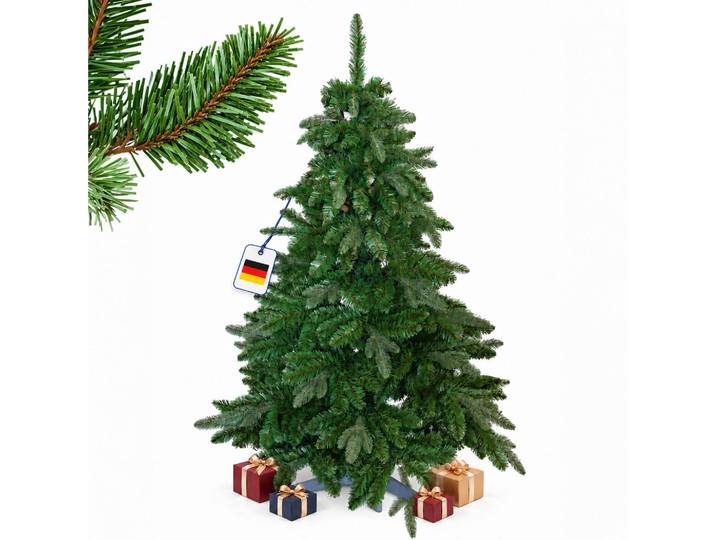 Relaxdays Weihnachtsbaum Grün künstlich Nordmanntanne 150 cm ohne Beleuchtung, Dunkelgrün, Kunststoff, Holz, 150 cm, Dekoration, Weihnachtsdekoration, Christbaum & Zubehör