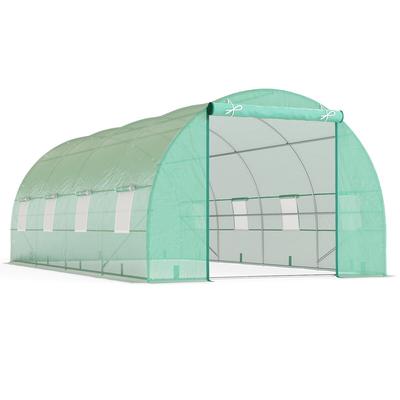 Outsunny Tunnelgewächshaus 600x300x200 cm mit 8 Fenstern für den Pflanzenanbau