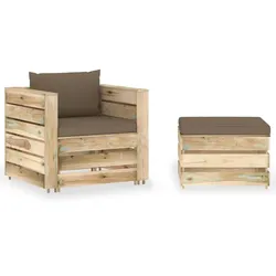 vidaXL 2-tlg. Garten-Lounge-Set mit Kissen Grün Imprägniertes Holz