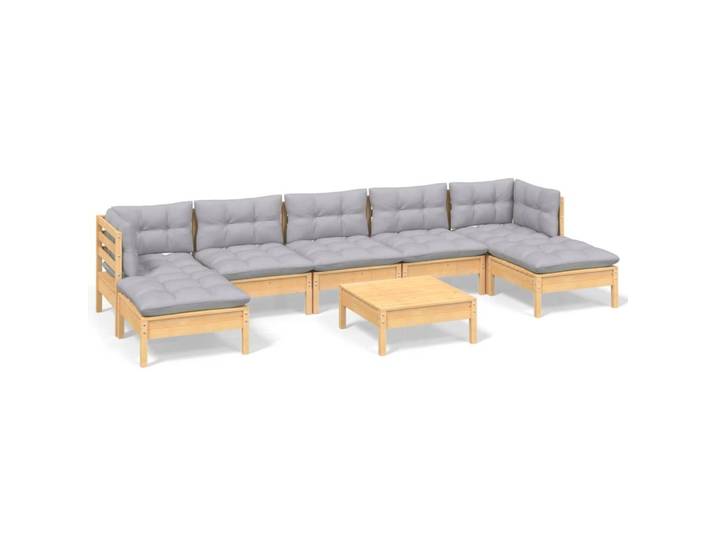 vidaXL 8-tlg. Garten-Lounge-Set mit Grauen Kissen Kiefernholz