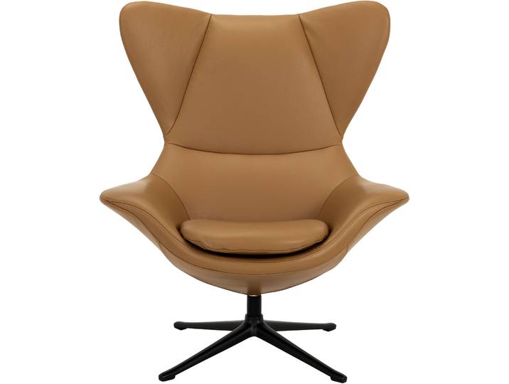 Sessel Rima Cognac, Schwarz Leder, Metall B 90 T 90 H 112 cm
