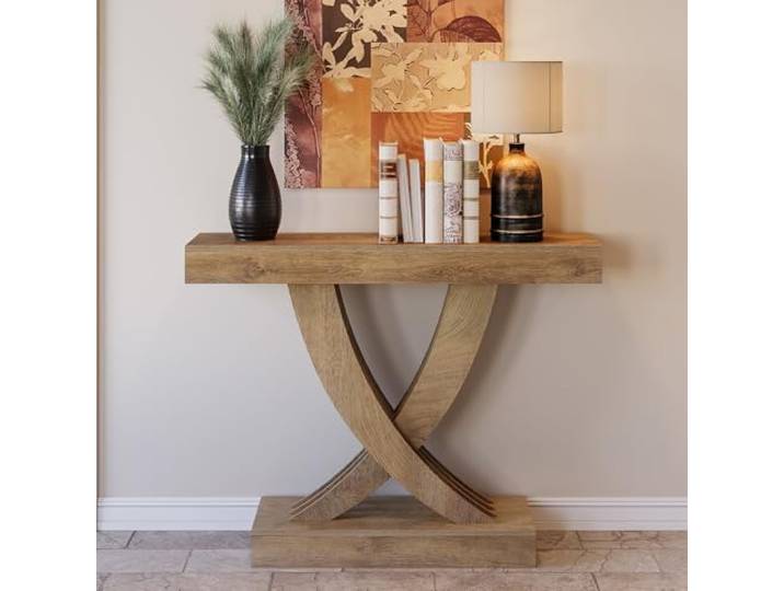 LITTLE TREE 43,3-Zoll-Flurtisch, Konsolentisch aus Holz im Landhausstil hinter dem Sofa, rechteckiger Sofatisch für Eingang, Flur, Wohnzimmer, Foyer, braun