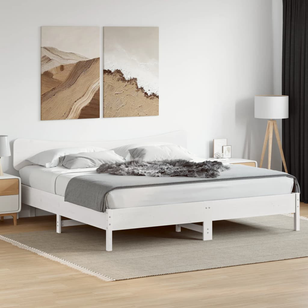 17 Stories Meleka Solid Wood Panel Headboard White Emperor - 200 x 200 cm
