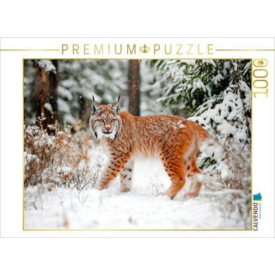 CALVENDO Puzzle Luchs - Begegnung im Winterwald | 1000 Teile Lege-Größe 64x48cm Foto-Puzzle für glückliche Stunden, von , Calvendo Puzzle