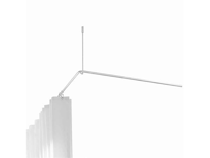 Duschvorhangstange L-Form 95 x 95 cm, Deckenträger einkürzbar, echter Edelstahl matt geschliffen, Bad Winkelstange, Duschstange, Dachschräge möglich, Duschhalterung Eck - PHOS Design