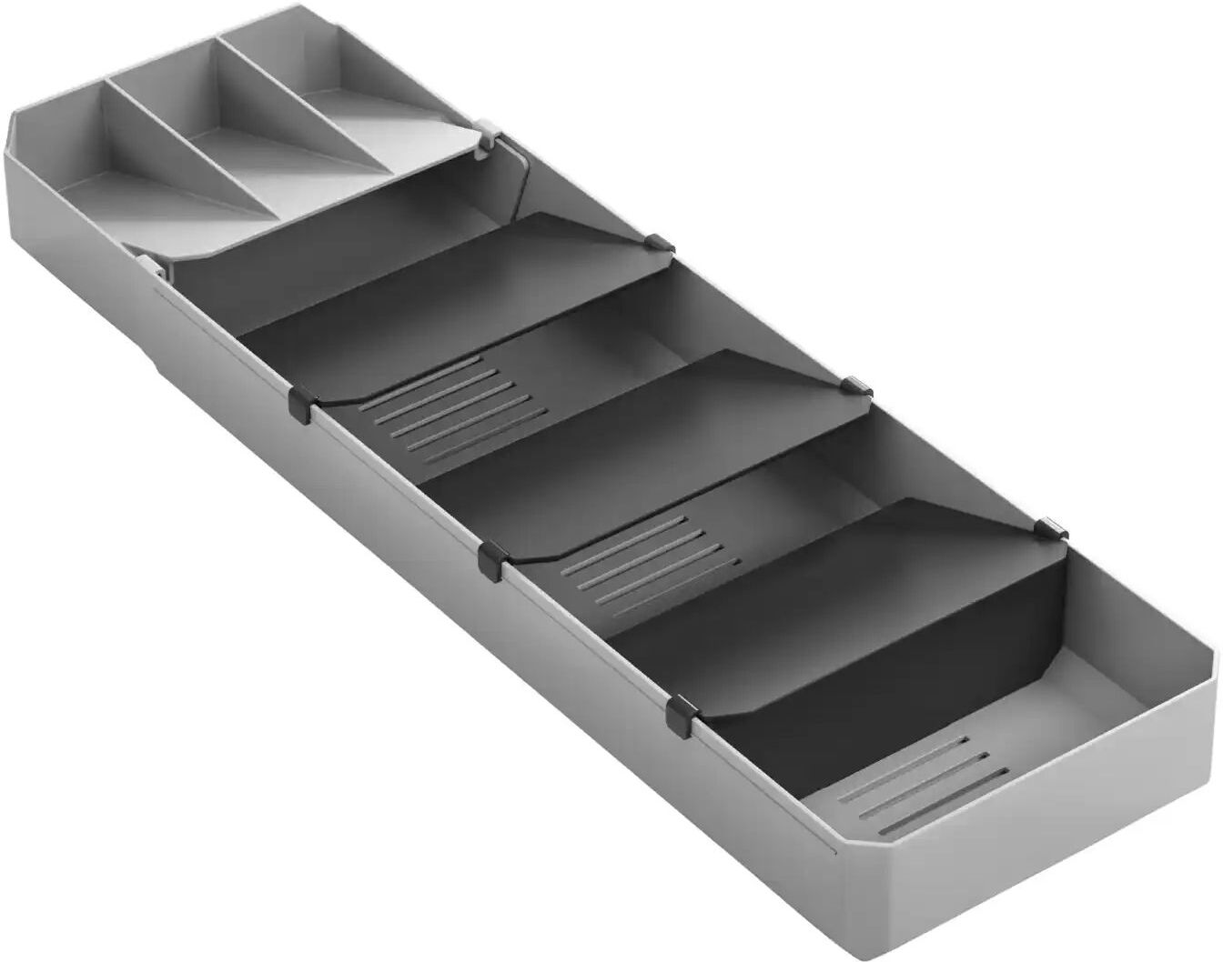 Höffner Besteck-Organizer  Uni Fit ¦ grau ¦ Kunststoff ¦ Maße (cm): B: 15 H: 6