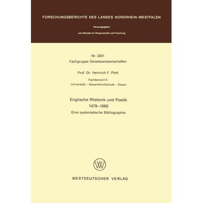 Englische Rhetorik und Poetik 1479 – 1660, Taschenbuch von Heinrich F. Plett, VS Verlag für Sozialwissenschaften, 978-3-531-03201-6