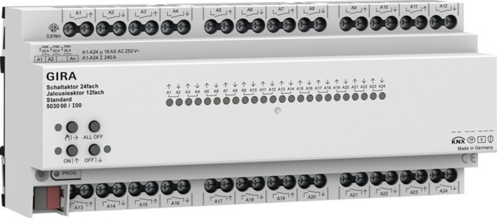Gira KNX Secure schakelactor en jaloezie-actor, 24-voudig en 12-voudig, 16 A, 1 stuk