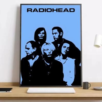 Inspired Finds Radiohead In Rainbows Canvas Poster Music Wall Art Aesthetic Print For Bedroom & Living Room Decor the Bends Blue Silhouette 15.75x19.69in Frameless