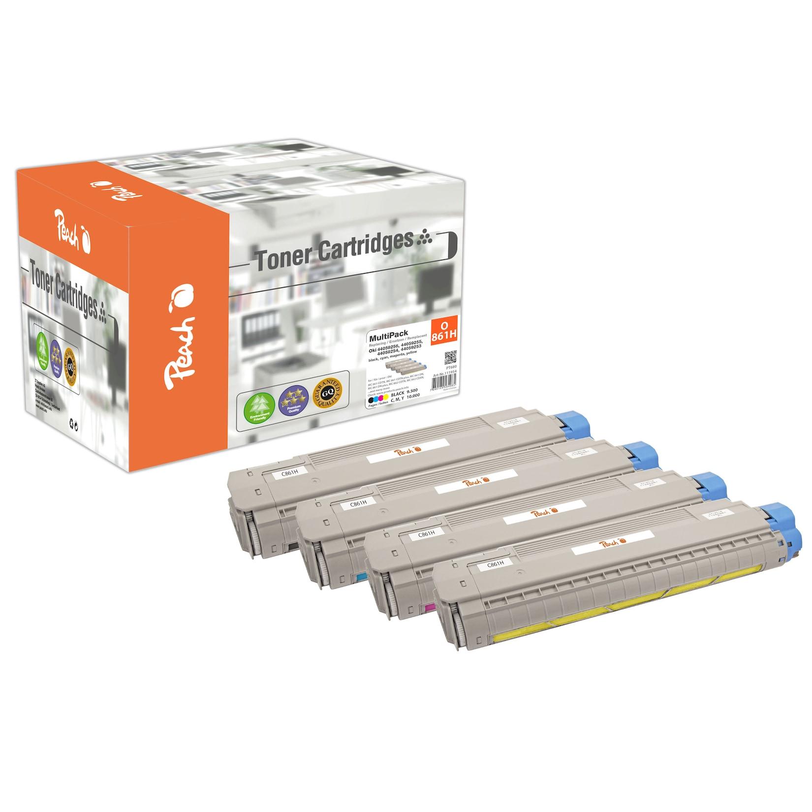 Peach O4405 4 Toner XL (bk, c/m/y) ersetzt OKI 44059253-56 für z.B. OKI MC 861 CDTN, OKI MC 861 CDTN plus, OKI MC 861 CDXN, OKI MC 861 DN (wiederaufbereitet)