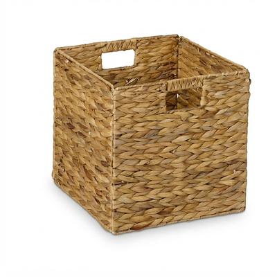 Relaxdays Aufbewahrungskorb, 2er Set, Wasserhyazinthe, Kleidung, Spielzeug, 30x30x30 cm, geflochtener Regalkorb, natur