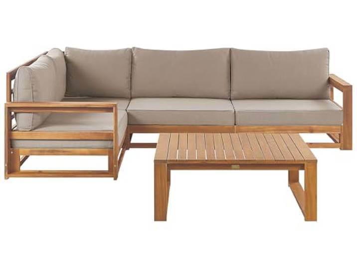Lounge Set rechtsseitig zertifiziertes Akazienholz hellbraun Timor II