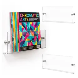 Relaxdays Zeitschriftenhalter für die Wand 3er Set Silber,Transparent