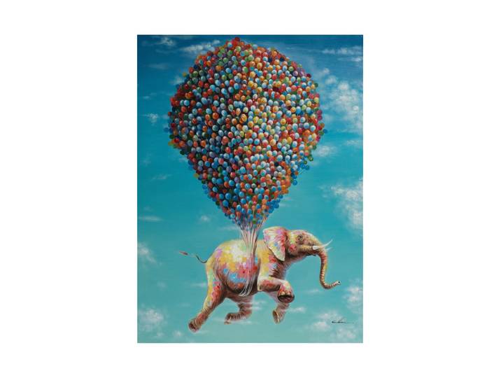 Handgemaltes Bild „Fliegender Elefant“ 90 x 120 cm Multicolor Crea Collection