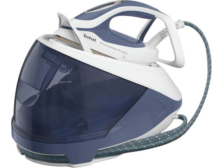 TEFAL Dampfbügelstation GV9225 Pro Express Protect mit 550 g/min Boost Dampfstoß , blau (blaugrau, weiß), Dampfbügelstationen, Durilium AirGlide Ultra Thin, Protect System gegen Wasserflecken, Dampfbügelstation