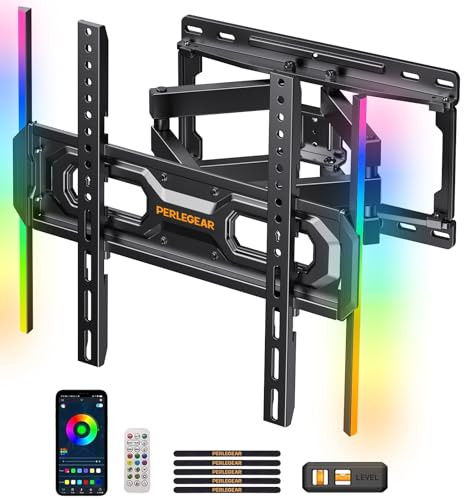 Perlegear TV Muurbeugel voor 26-65 inch TV's tot 45 kg, met LED-achtergrondverlichting en Muzieksynchronisatie, Max VESA 400x400mm, PGMF20