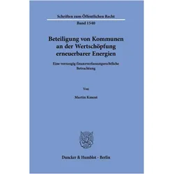 Beteiligung von Kommunen an der Wertschöpfung erneuerbarer Energien, Fachbücher von Martin Kment