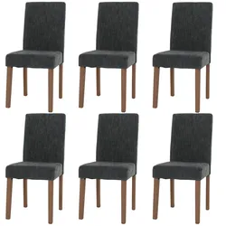 CHEFGASTRO 6er-Set Esszimmerstuhl klassisch und zeitlos HxBxT 90x42x50cm Sitzhöhe 47cm Stoff/Textil Chenille Holz naturfarbene Beine Dunkelgrau