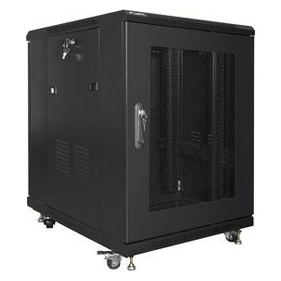 Lanberg STEHENDER RACK-SCHRANK 19" 15HE 600X800 SCHWARZ PERFORIERTE TÜR (FLACHE PACKUNG) (15 HE, 19 Zoll Rack) (01681523)