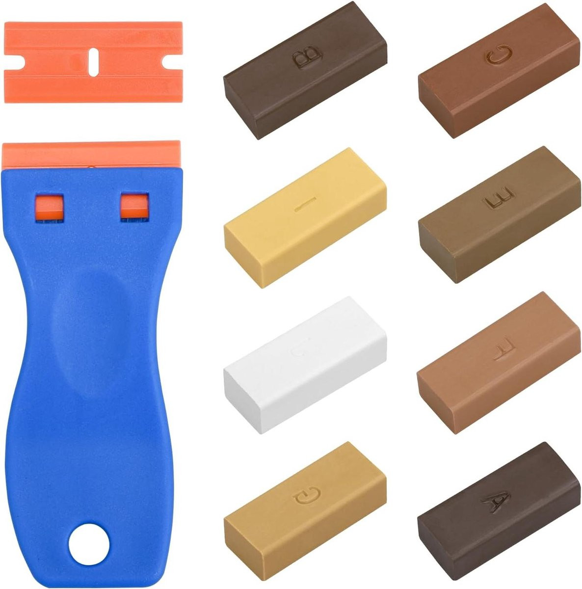 Allecta Harde wax set voor reparatie van houten vloeren en meubels, 8 kleuren