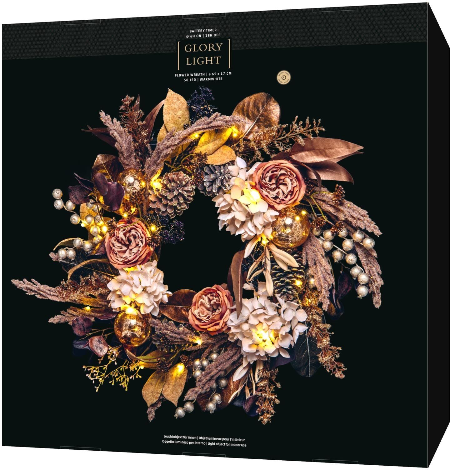 STT Adventskranz, braun (weiß, neutral), Ø 65cm, Dekokränze, Adventskranz weiß, neutral Ø 65cm