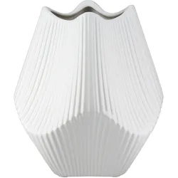 GILDE Vase Lamellen H=18cm - weiß