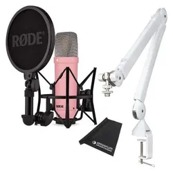 RØDE NT1 Signature Pink Studio-Mikrofon Rosa mit PSA1 W Plus Gelenkarm-Stativ White, Mikrofon