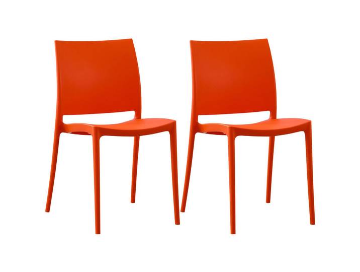 CLP Gartenstuhl 2er Set Kunststoff Orange, 42x81x49 cm, Gartenmöbel, Gartensessel, Gartenstühle