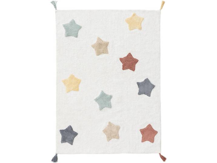 benuta Kinderteppich Stars waschbar Mehrfarbig 150/220 cm, Textil, Stern/Sternzeichen, Rechteckig, 150x220 cm, für Fußbodenheizung geeignet, Teppiche & Böden, Teppich, Kinderteppich