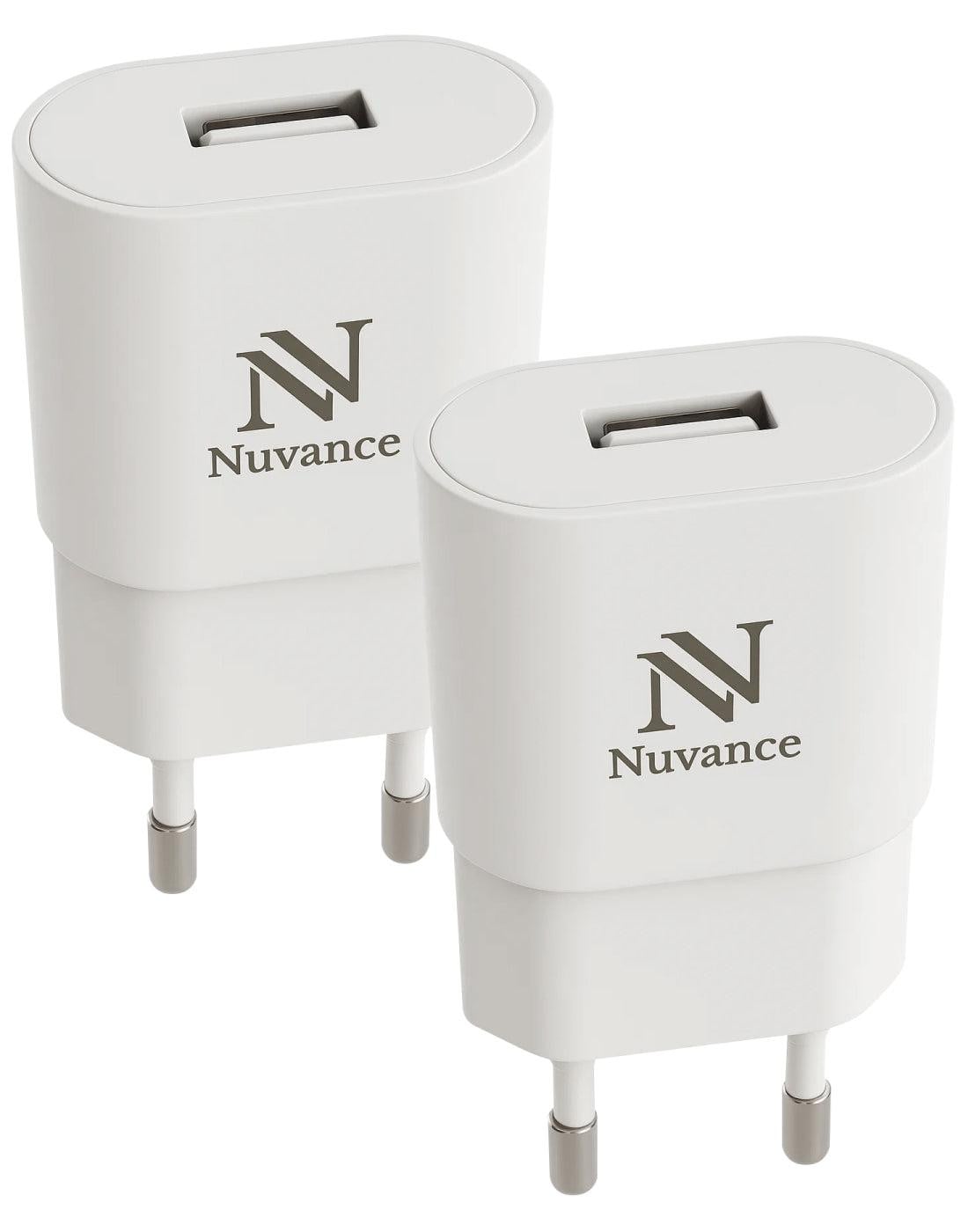 Nuvance USB-A Oplader 5W - 2 stuks - Wit
