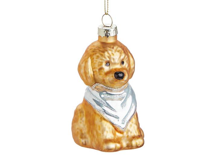 Décoration de Noël chien foulard 7 x 9 x 5cm Marron/Marron clair