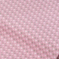 Baumwollstoff Herzen "Mona", rosa/taupe