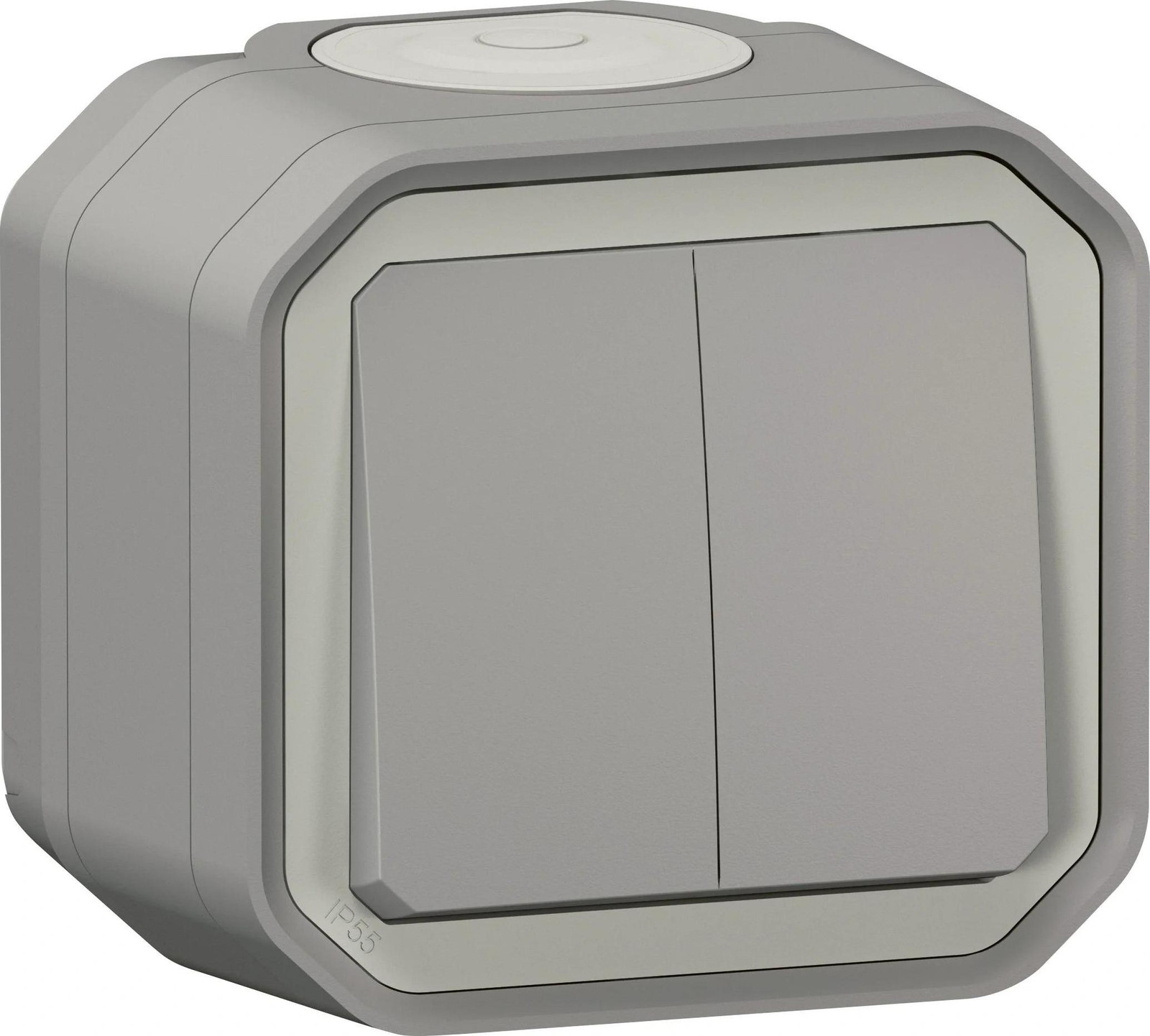 Legrand FR AP dubbele wisselschakelaar/drukknop, 10A/10A, grijs