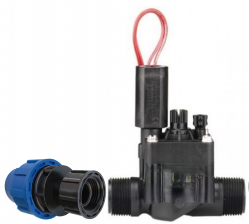 Hunter Magnetventil PGV-101 MM 1" AG/AG + PE-Verschraubung 25 / 32 mm x 1"IG Überwurf, 24 VAC Magnetventil Aussengewinde PGV 101 (PGV 1"AG 101 + PE-Kupplung mit Überwurf 1" IG (Einseitig): PE-Kupplung 32 mm x 1" IG Überwurf + PGV 101 Ventil ) 3.28-M45