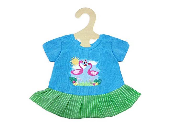 Heless 1810 - Fair Trade jurk voor poppen in flamingo Ella design, maat 28-35 cm
